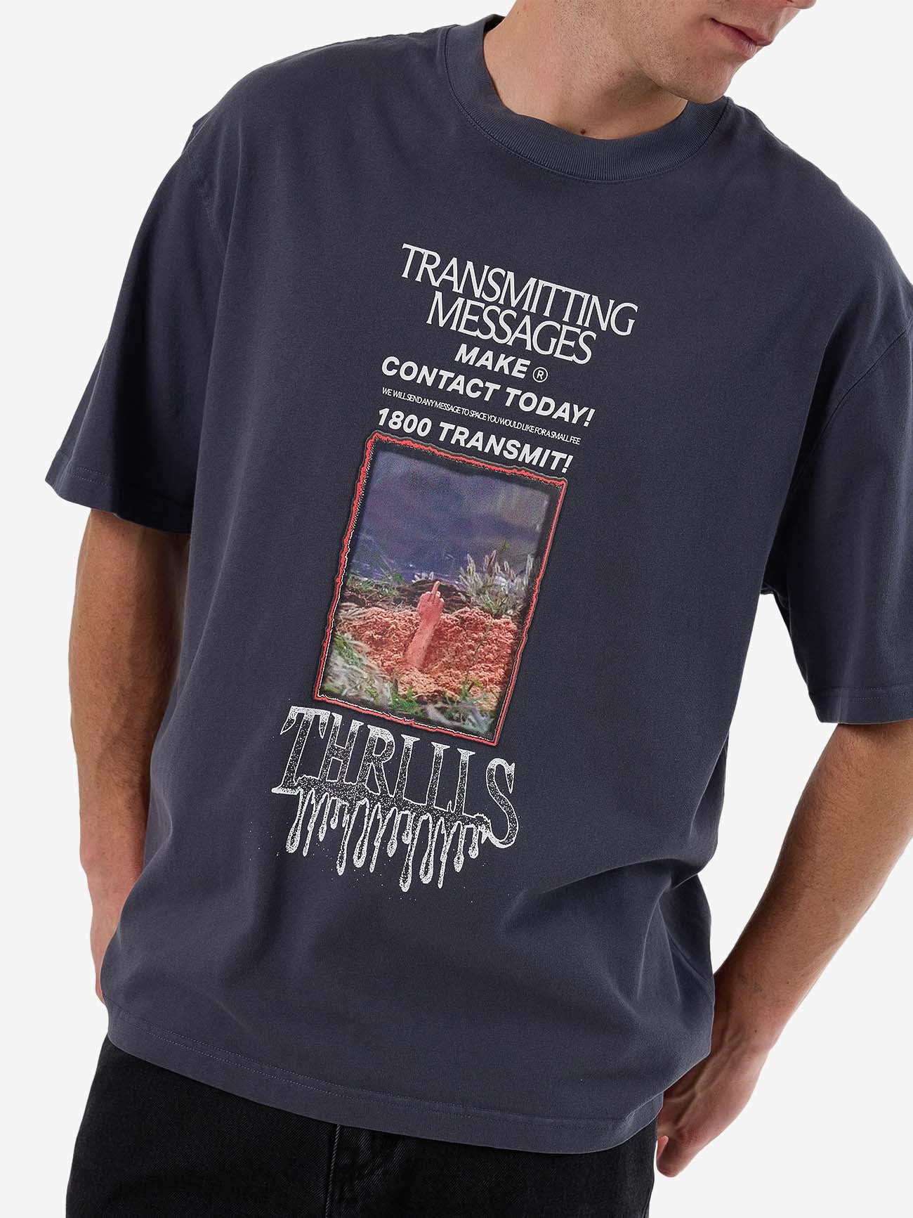 1 800 Transmit Box Fit Oversize Tee - Ebony XS
