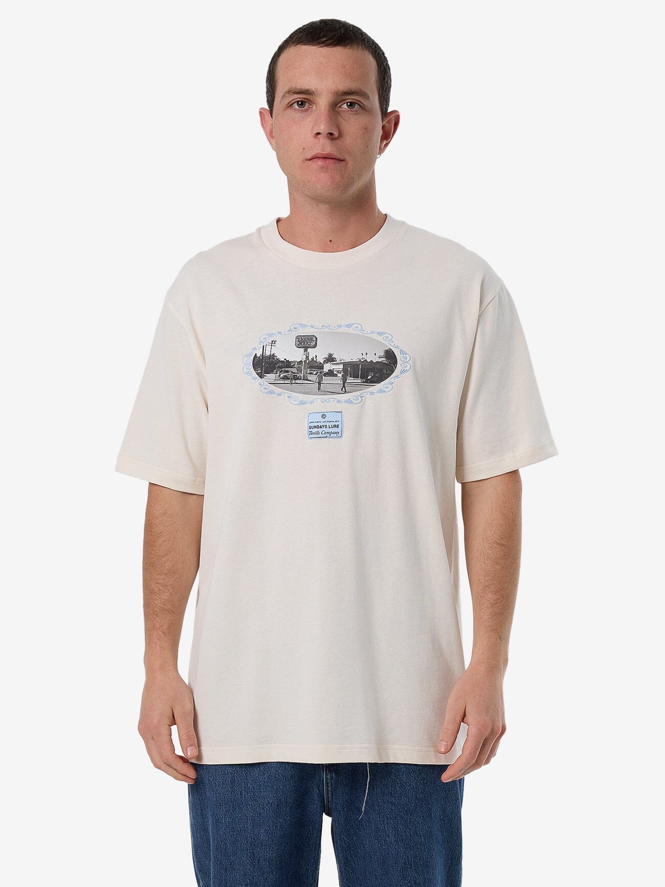 What's Really Going On Box Fit Oversize Tee in Blue