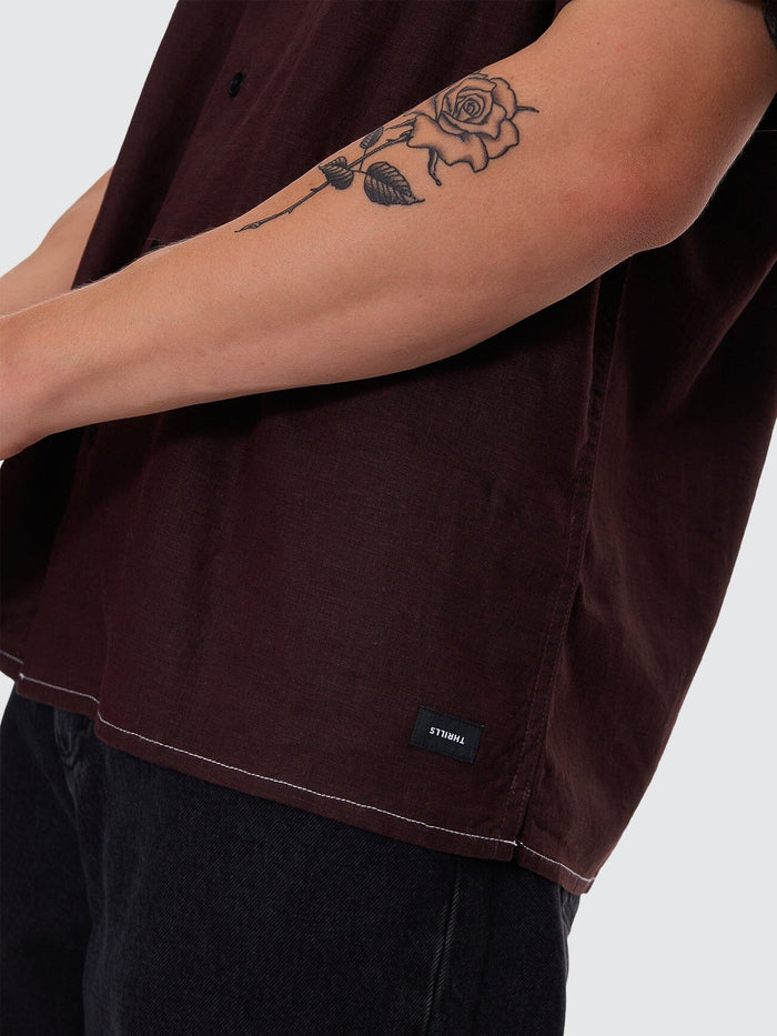 Hemp Minimal Thrills Contrast Stitch Bowling Shirt - Java XS