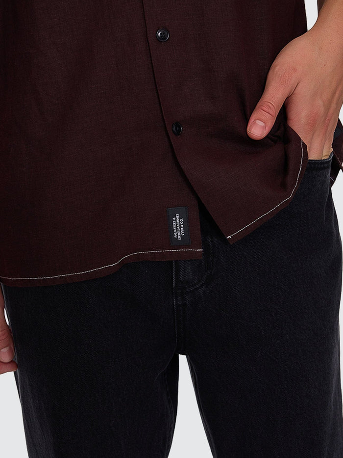 Hemp Minimal Thrills Contrast Stitch Bowling Shirt - Java XS