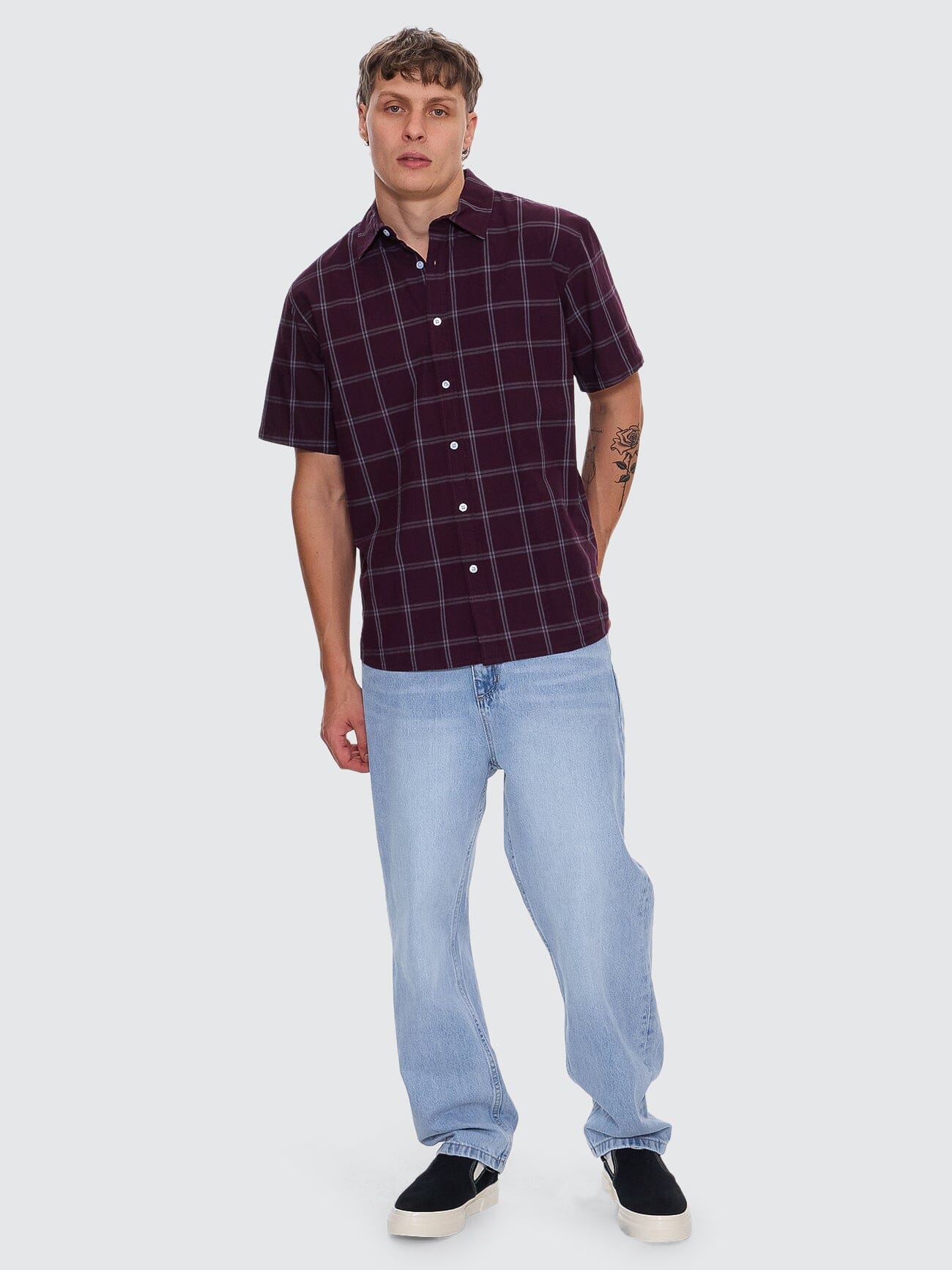 Whats Really Going On Short Sleeve Shirt - Deep Plum XS
