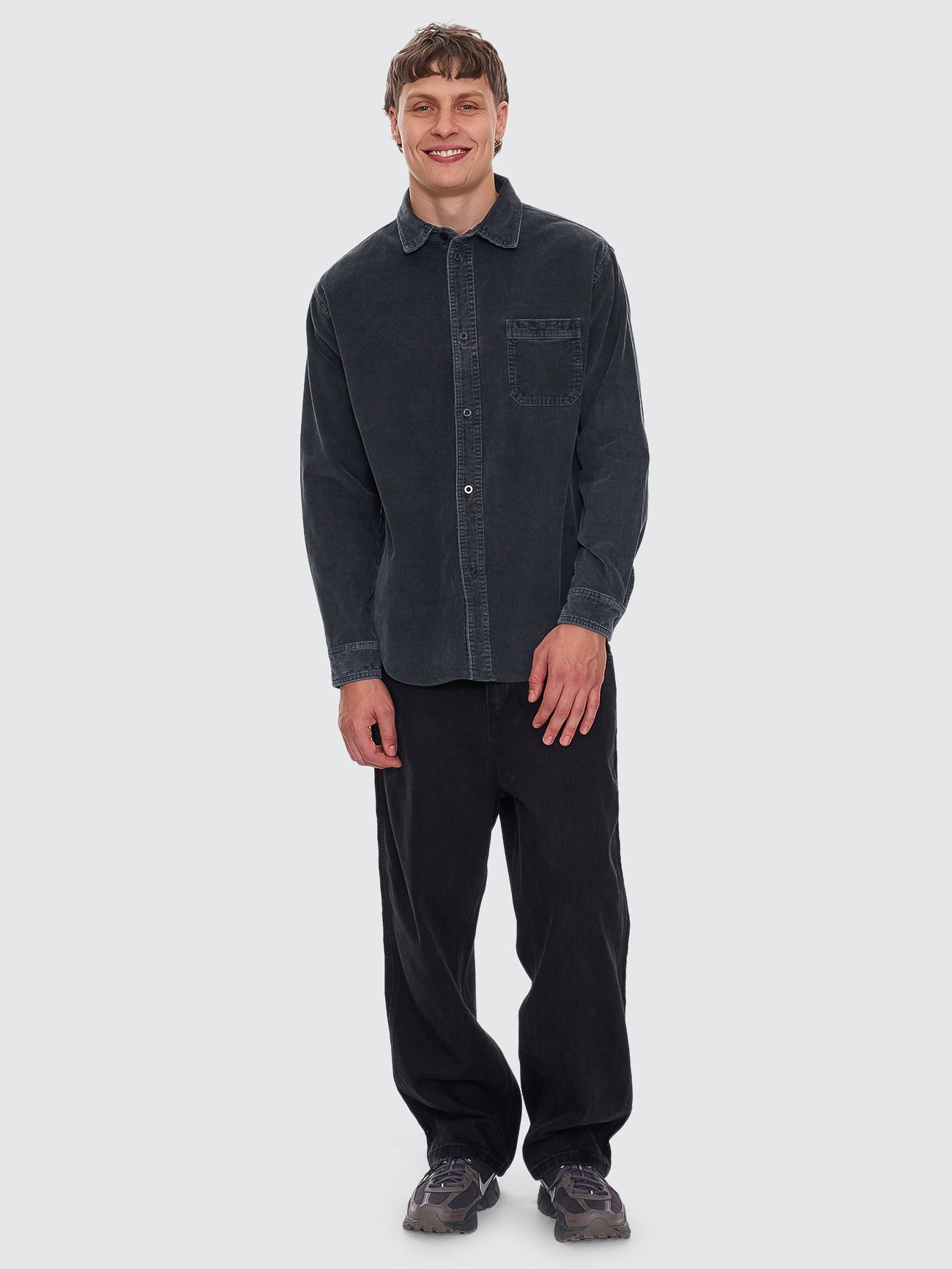 Thrills Union Cord Work Long Sleeve Shirt - Ebony XS