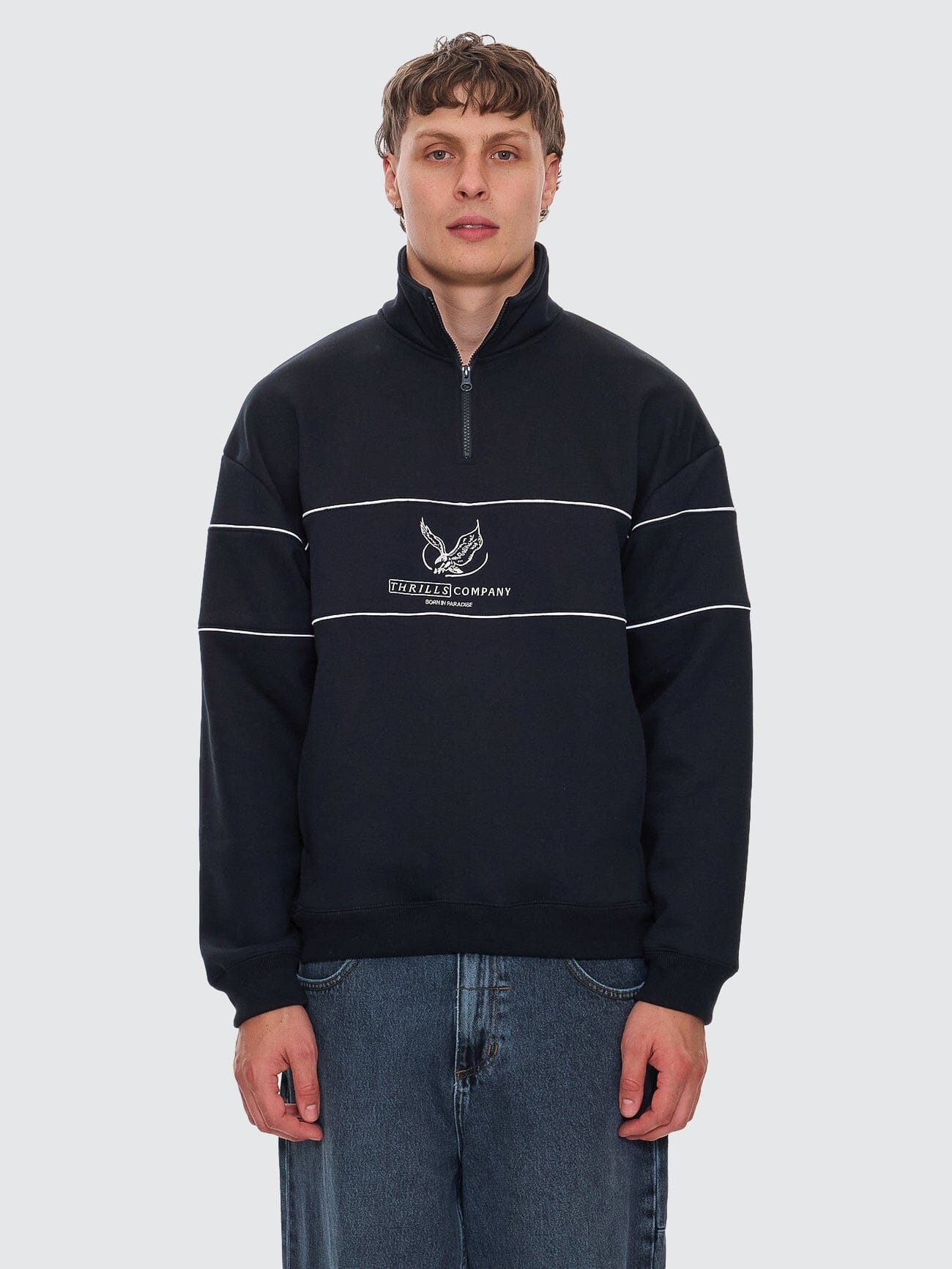 Glory Quarter Zip Fleece - Washed Black XS
