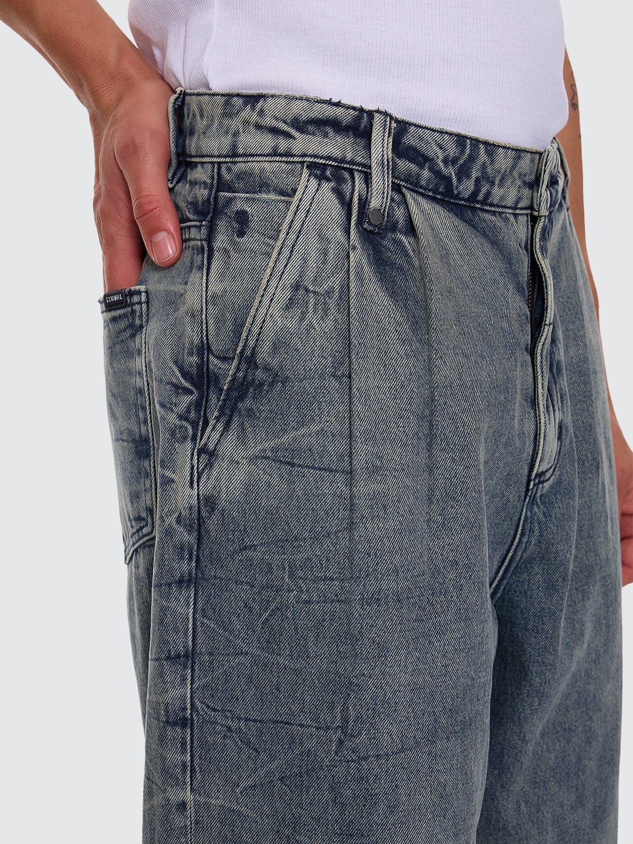 Vanished Big Slacker Baggy Pleat Denim Jean - Vanished Blue 26