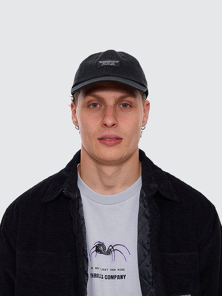 Issued 6 Panel Cap in Black | Thrills Co.