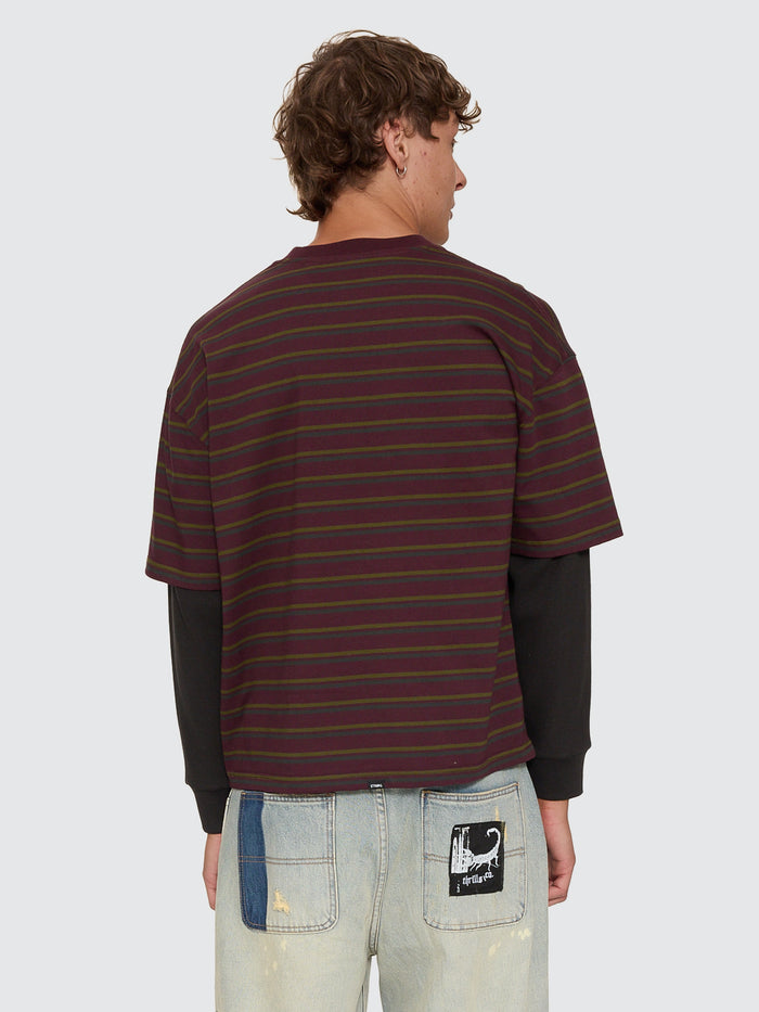New Delusions Layer Box Crop Oversize Long Sleeve Tee - Aubergine