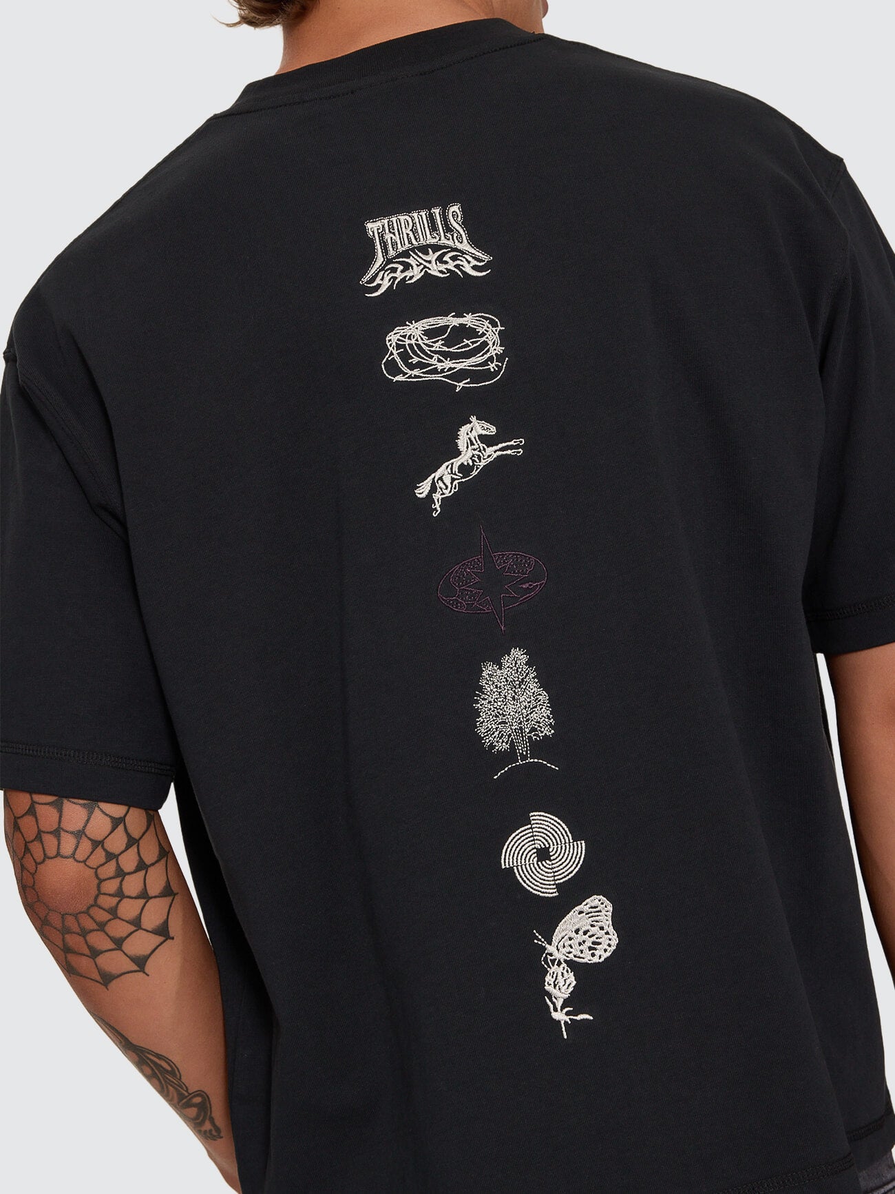 What We Believe Embro Oversize Box Crop Tee - Washed Black XS