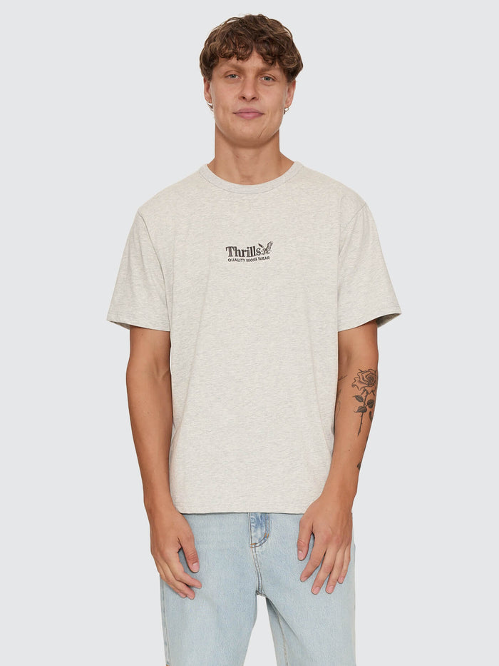 Thrills Workwear Embro Merch Tee - Snow Marle XS