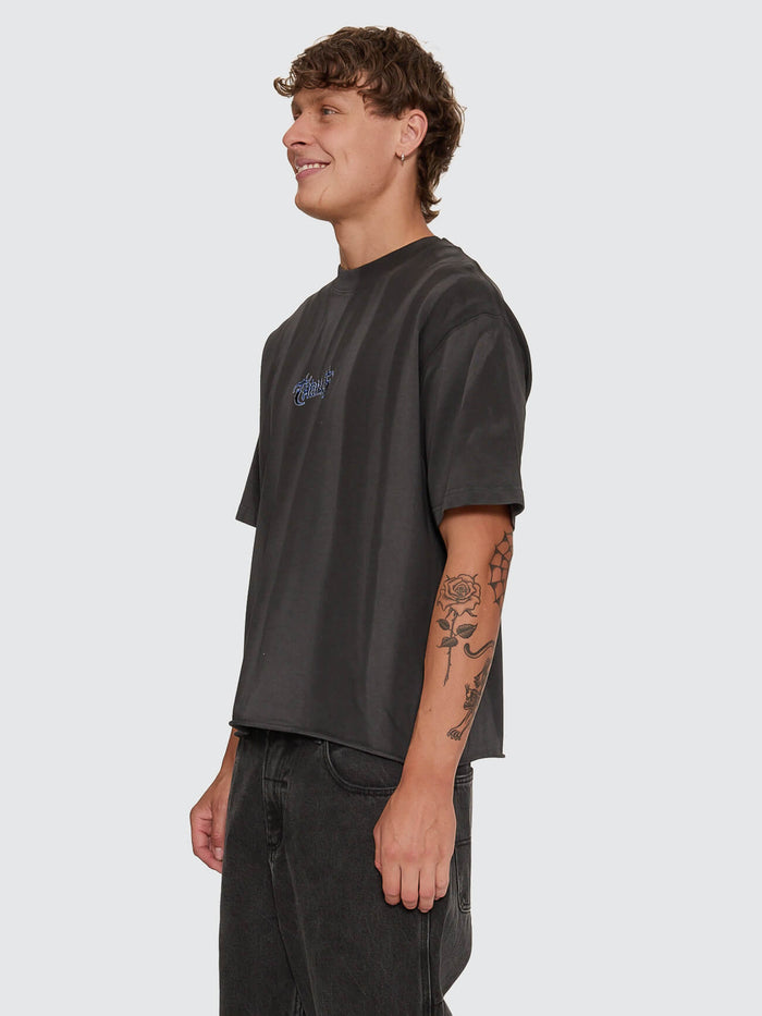 Into The Void Oversize Box Crop Tee - Sunfade Bleach Dark Charcoal XS