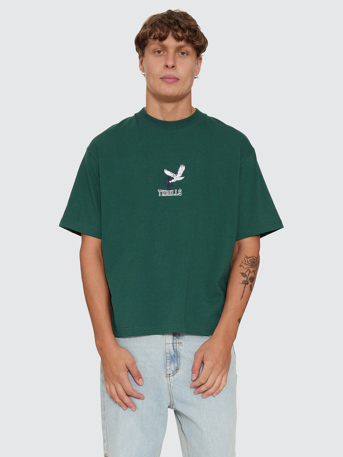 A Grade Embro Oversize Box Crop Tee - Varsity Green