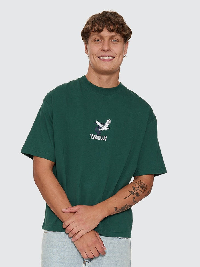 A Grade Embro Oversize Box Crop Tee - Varsity Green