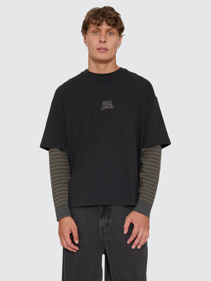 What We Believe Layer Oversize Box Crop Long Sleeve Tee - Faded Black XS