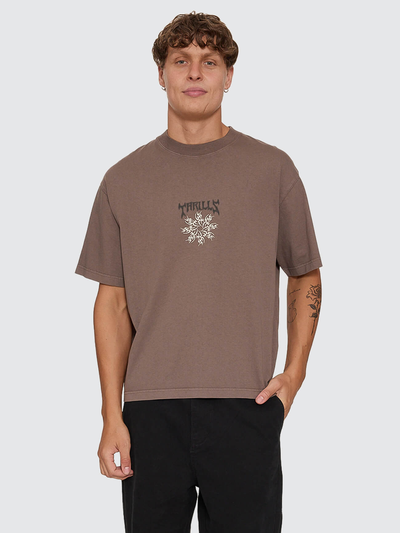 Stagger Oversize Box Crop Tee - Clay Smoke XS