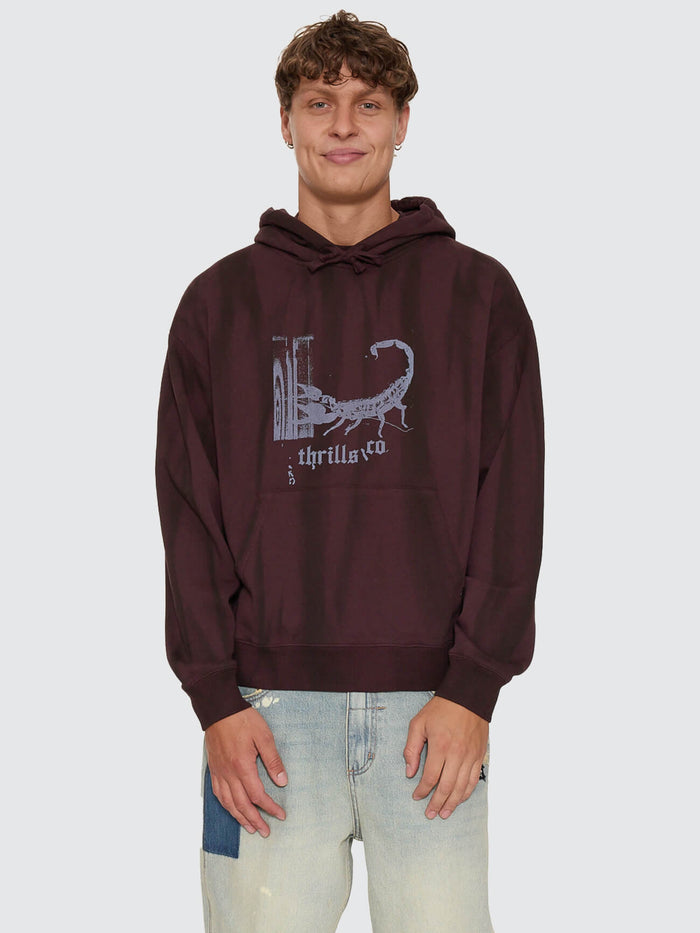 New Delusions Slouch Pull On Cropped Hood - Sunfade Bleach Aubergine XS