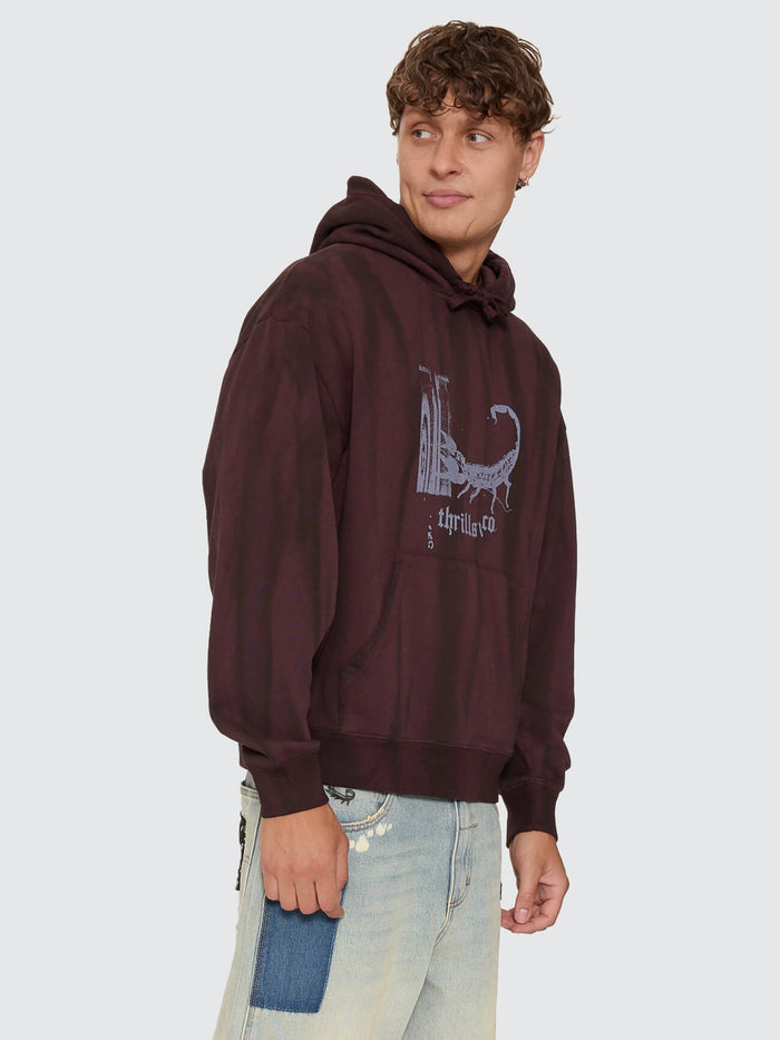 New Delusions Slouch Pull On Cropped Hood - Sunfade Bleach Aubergine XS