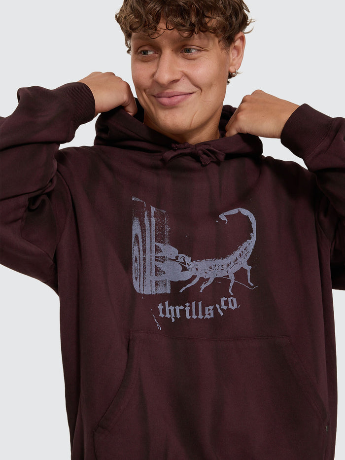 New Delusions Slouch Pull On Cropped Hood - Sunfade Bleach Aubergine XS