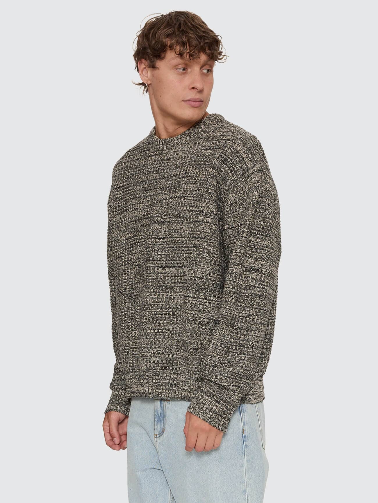 Thrills Union Box Crop Crew Knit - Carbon Marle XS