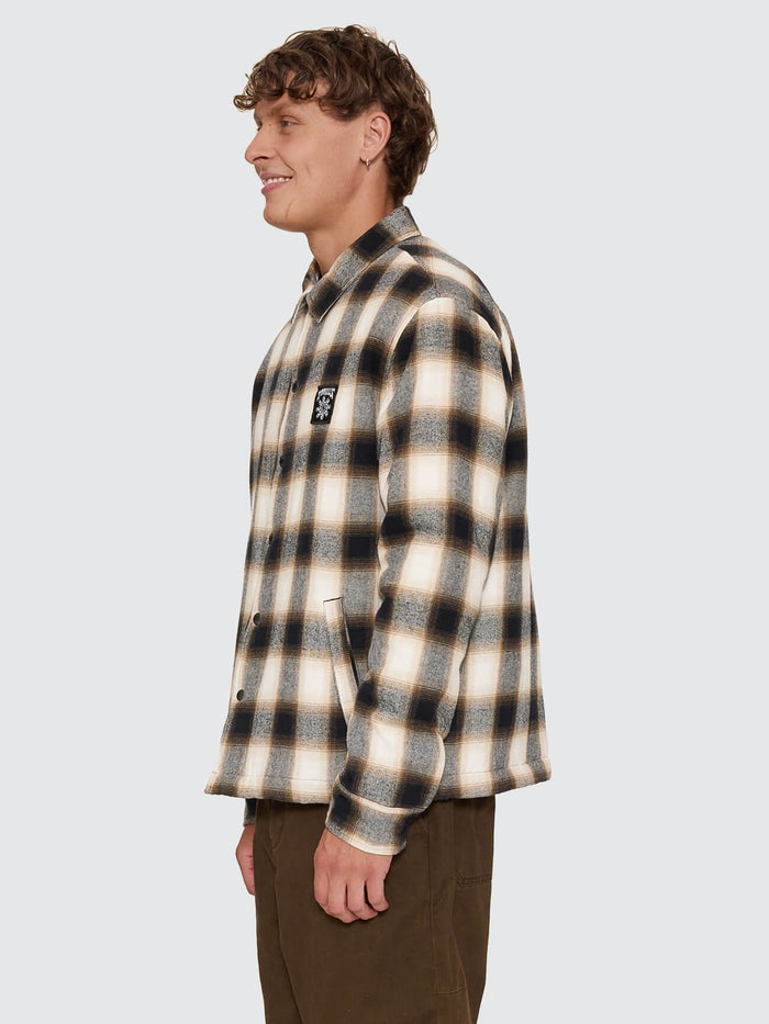 Stagger Cropped Flannel Jacket  - Black XS