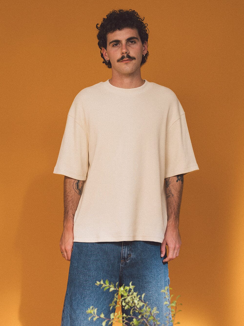 Existencial Waffle Box Fit Oversize Short Tee - Unbleached