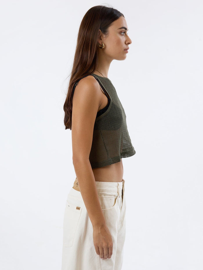 Lattice Boat Neck Tank - Tarmac