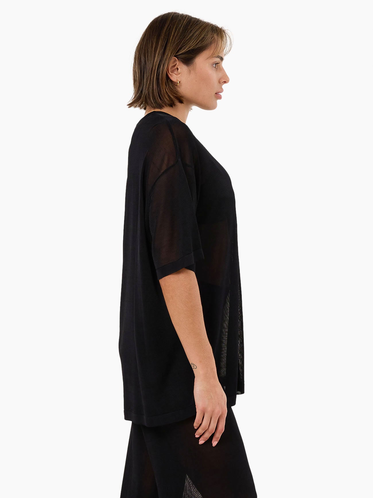 Anais Knit Oversize Tee - Black