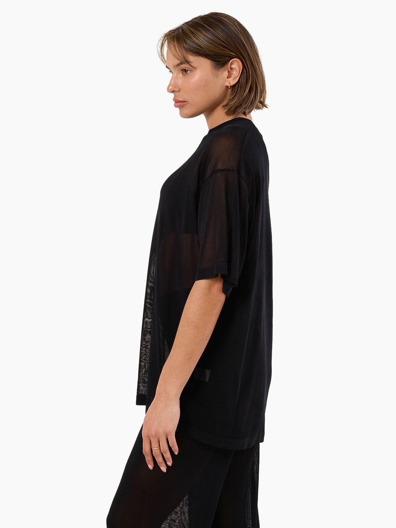 Anais Knit Oversize Tee - Black