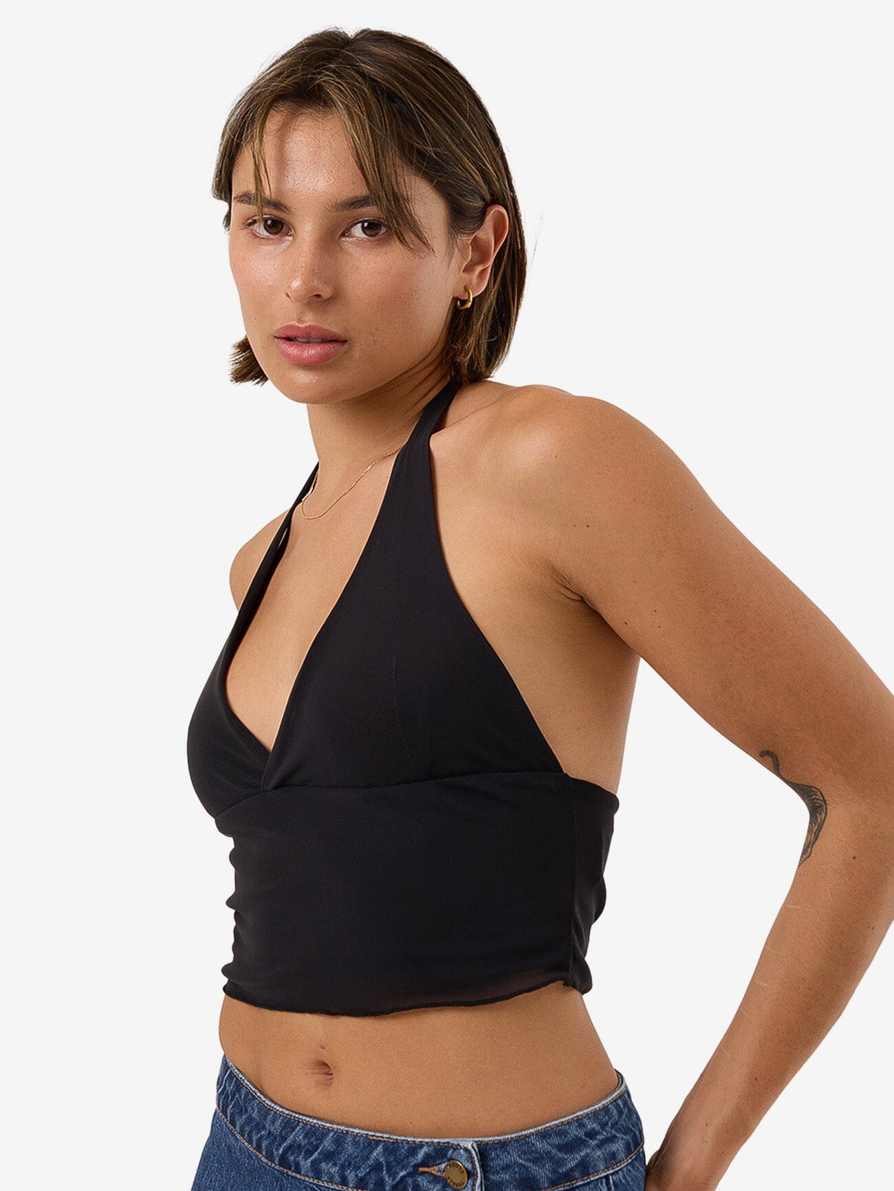 Mesh Halter Tank in Black Thrills Co