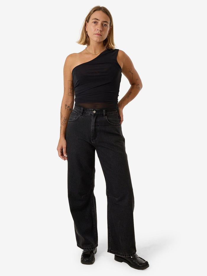 Mesh One Shoulder Top - Black