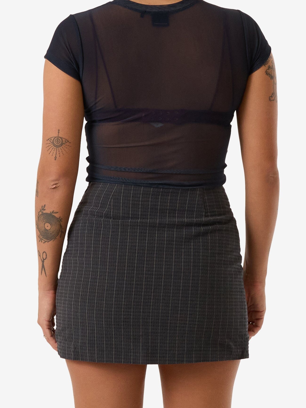 Colby Skirt - Charcoal Pinstripe