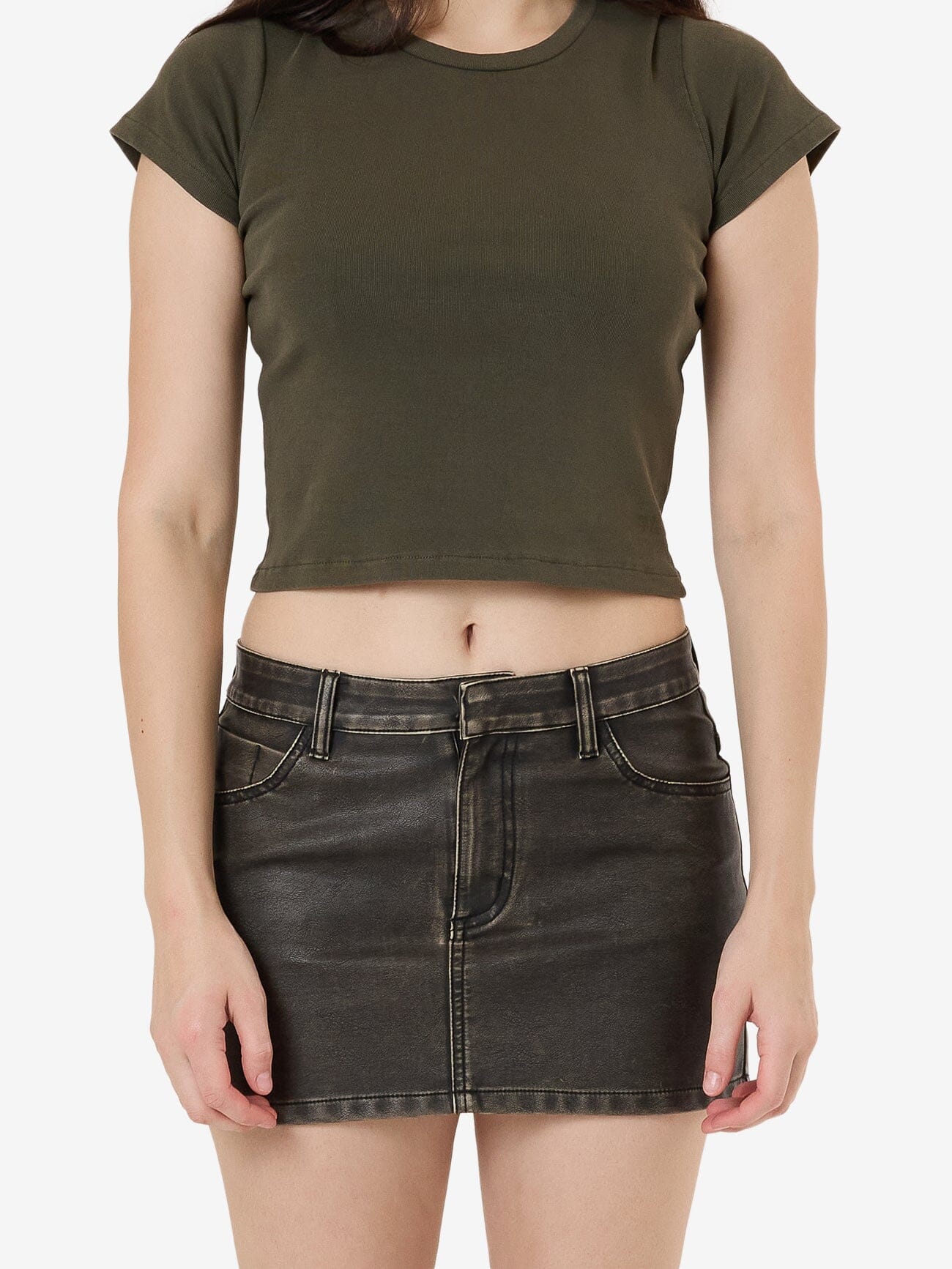 Oliver Leather Mini Skirt - Washed Black