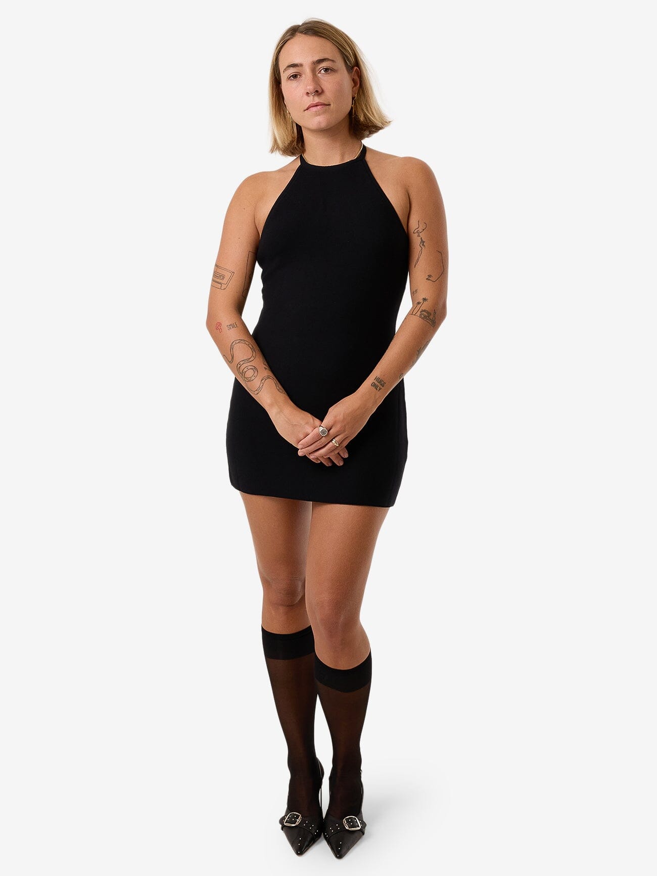 Cove Knitted Halter Neck Dress - Black