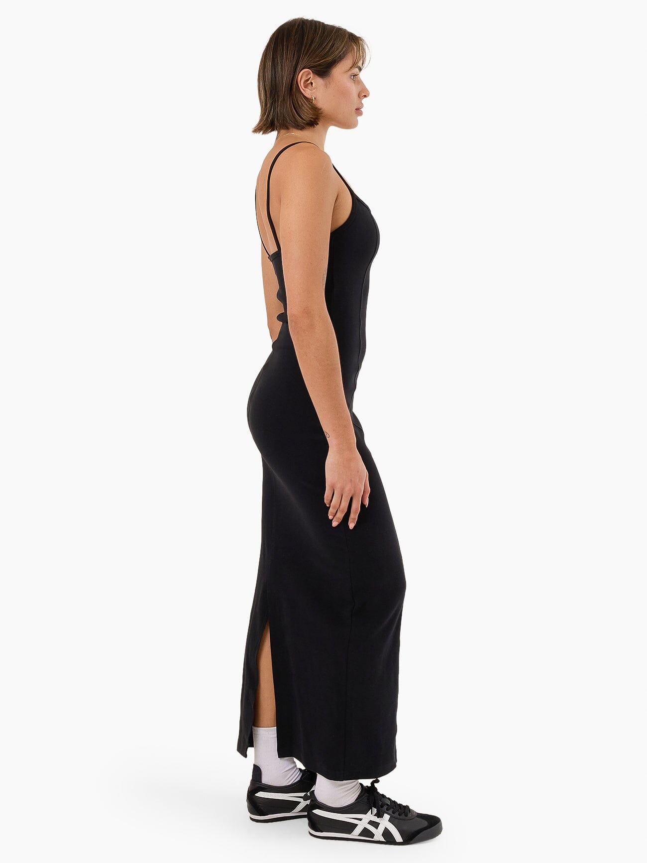 Rib Seam Dress - Black