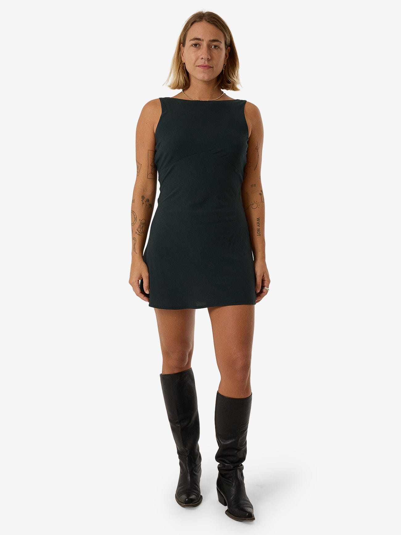 Xavier Bias Mini Dress - Dark Jade