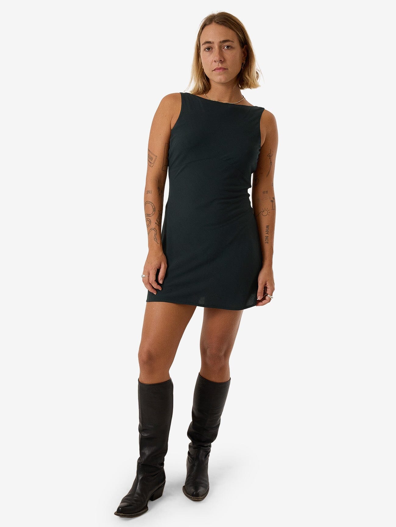 Xavier Bias Mini Dress - Dark Jade