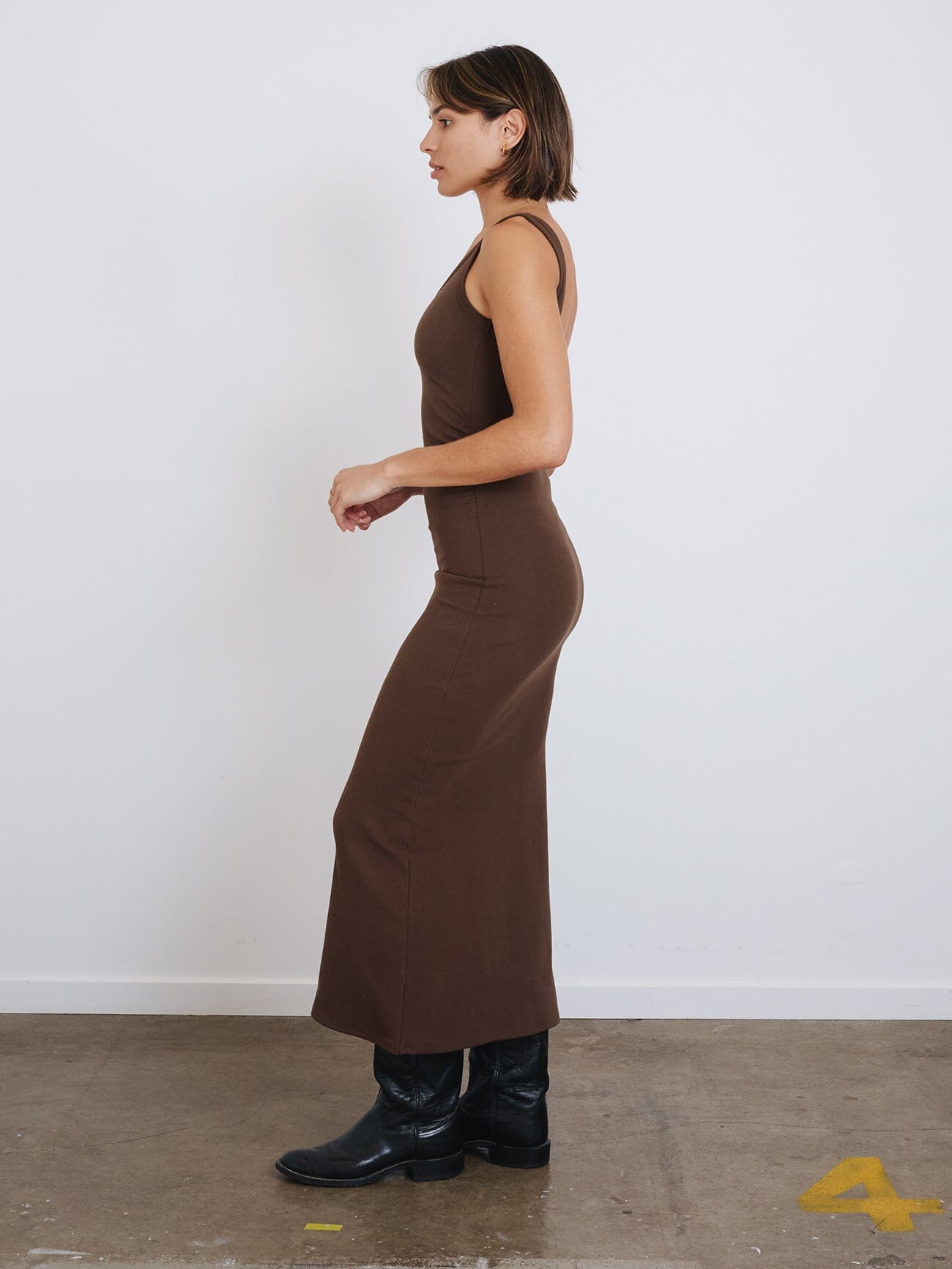 Brynn Rib Maxi Dress - Dark Brindle