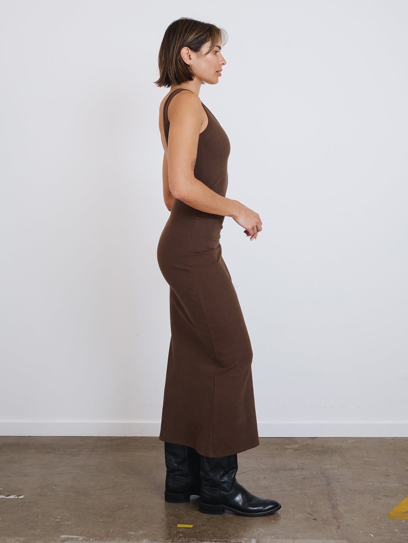 Brynn Rib Maxi Dress - Dark Brindle