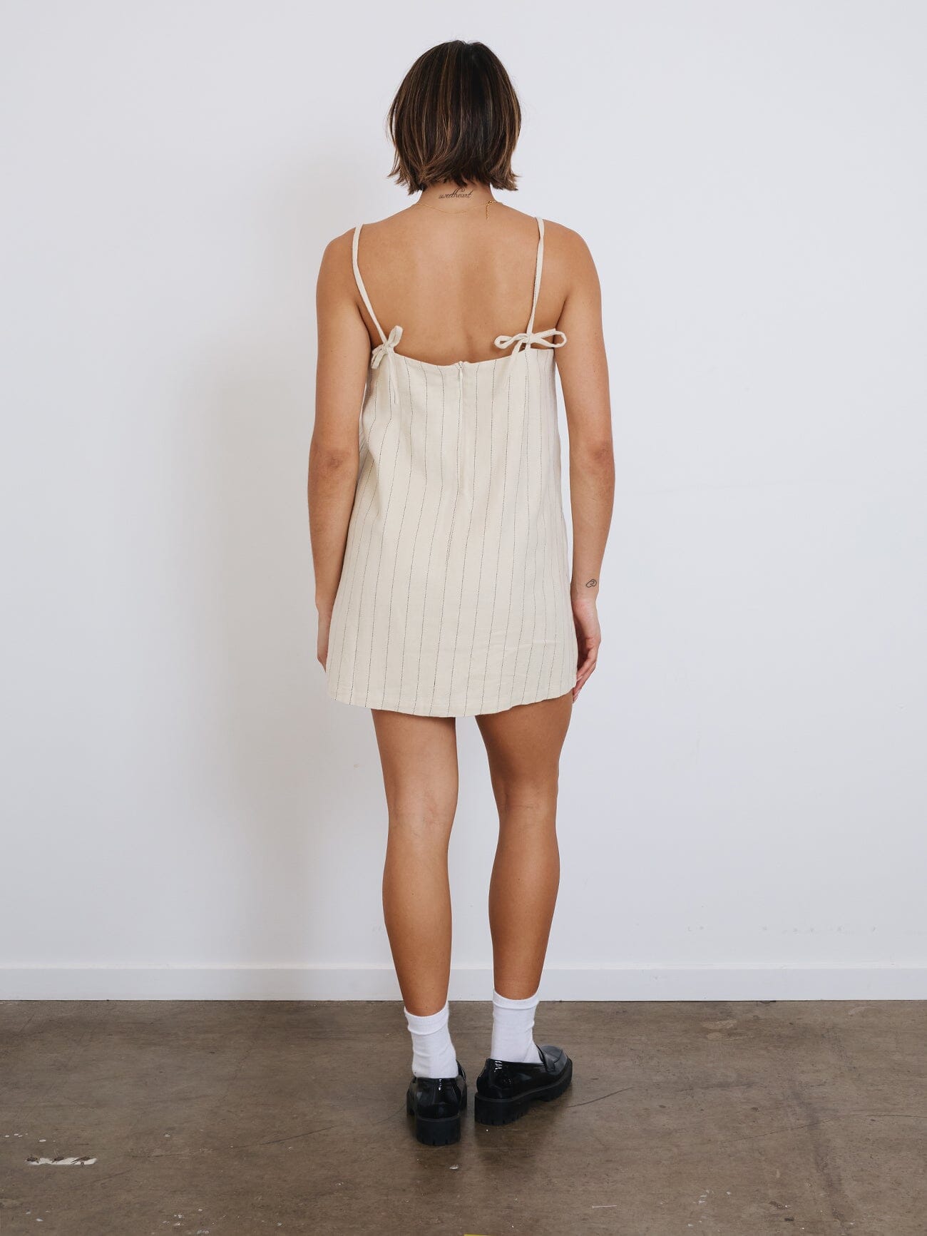 Olivia Pinstripe Mila Dress - Tofu