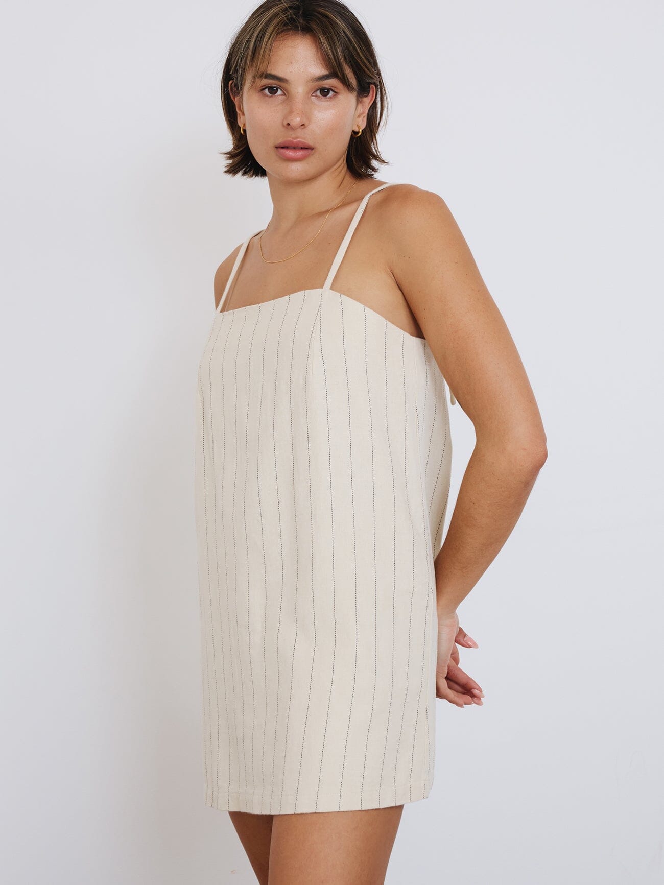 Olivia Pinstripe Mila Dress - Tofu