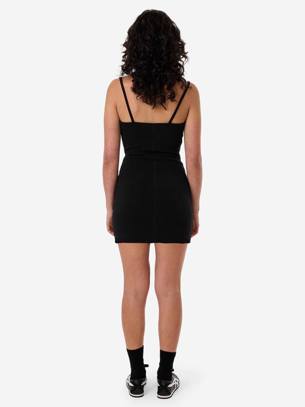 Rib Seam Mini Dress - Black