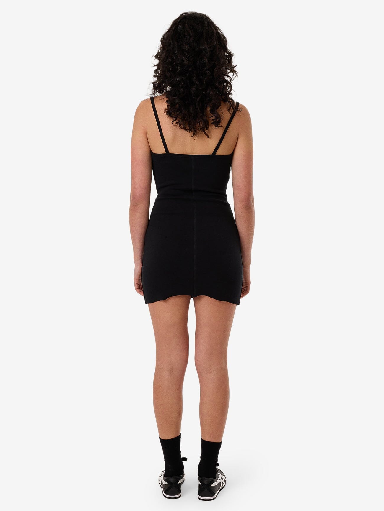 Rib Seam Mini Dress - Black