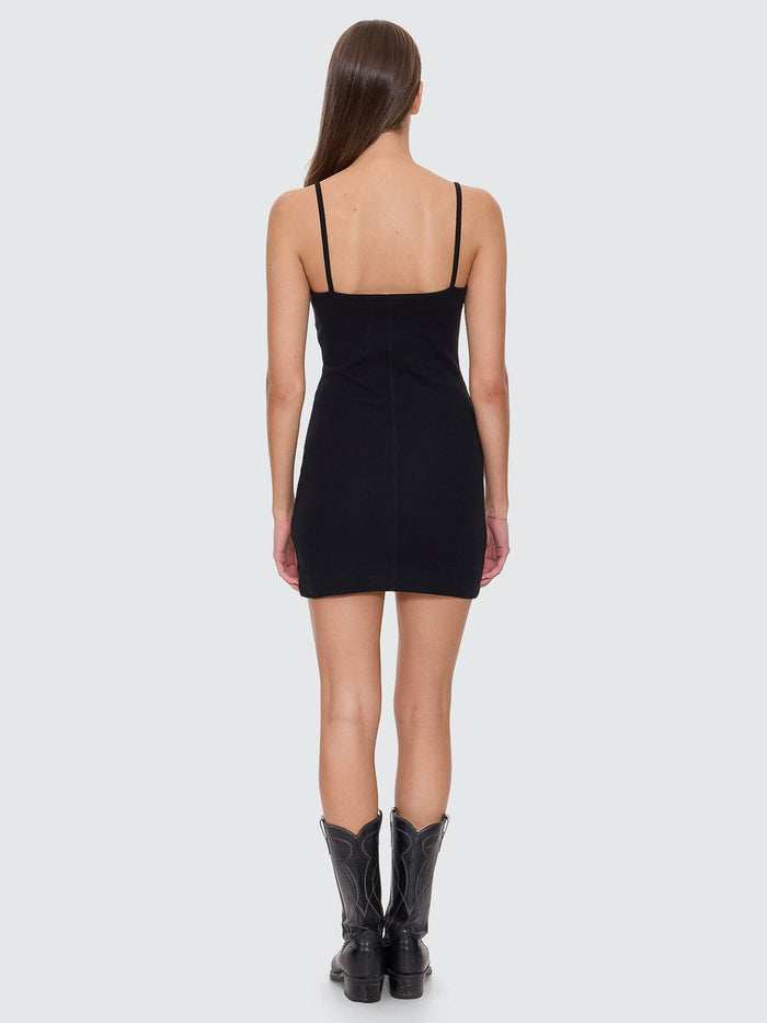 Rib Seam Mini Dress - Black 4