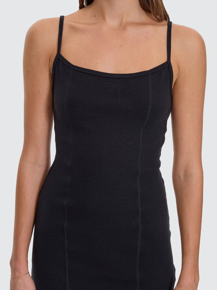 Rib Seam Mini Dress - Black 4