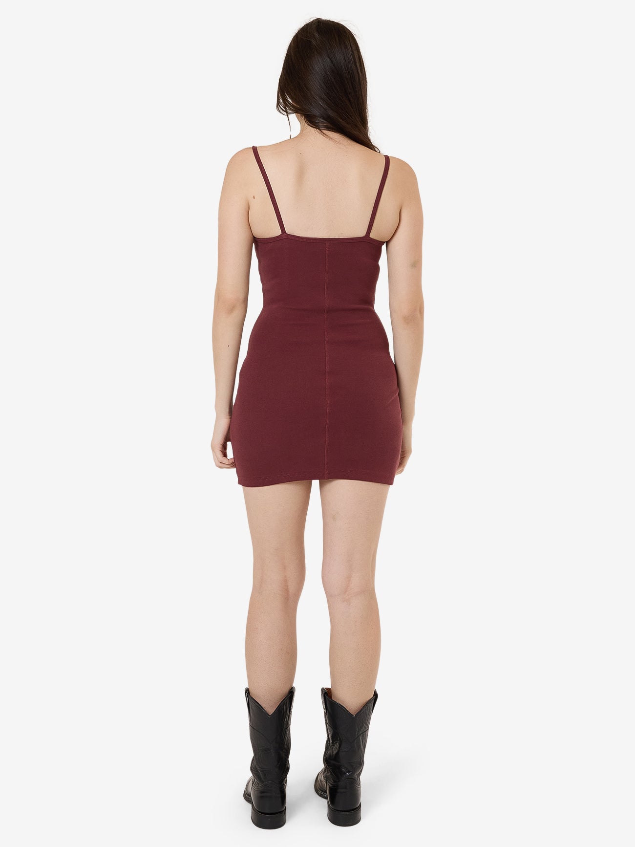 Rib Seam Mini Dress - Dark Cherry