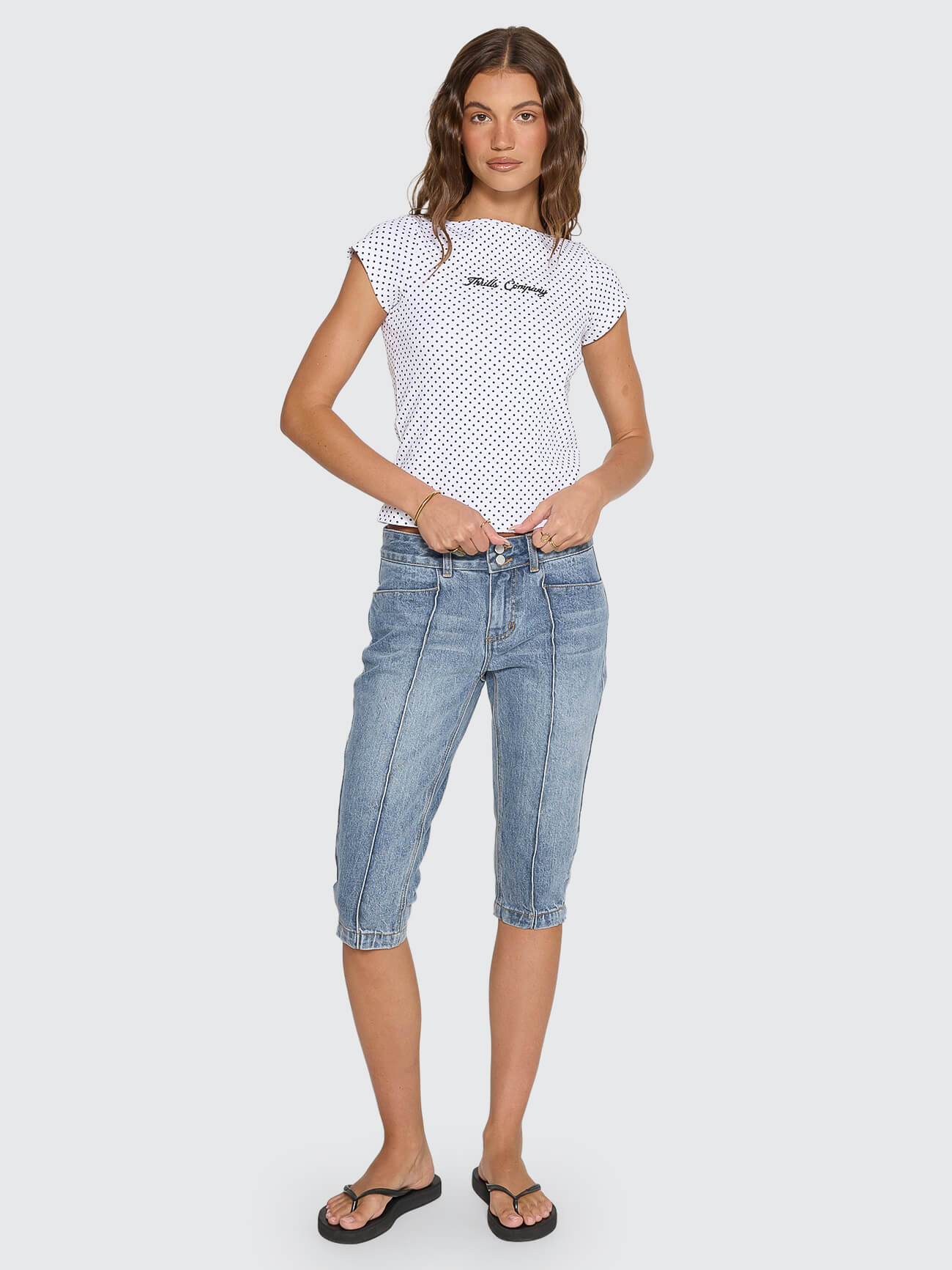 New Romance Boat Neck Tee - White Polka Dot 4