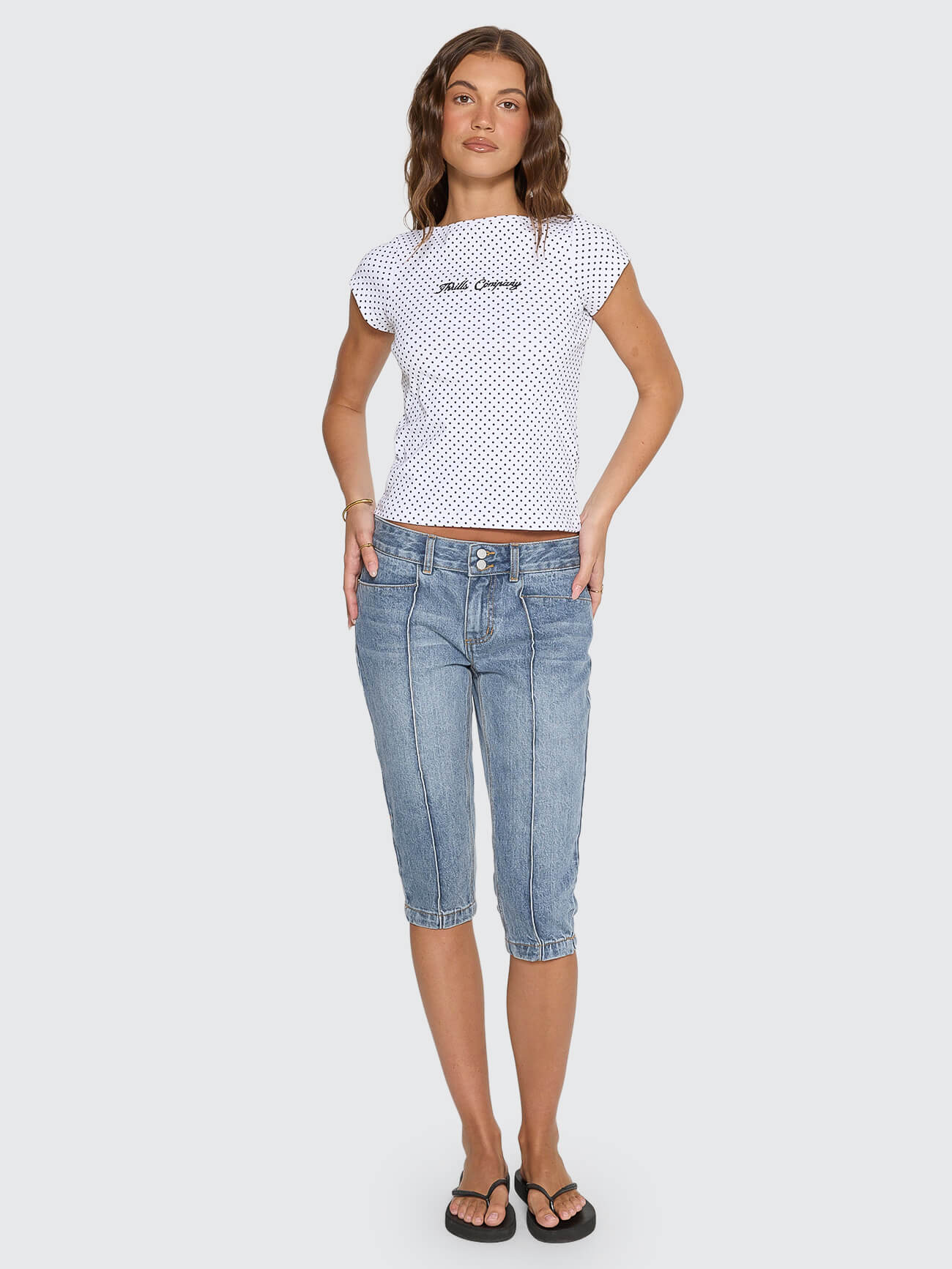 New Romance Boat Neck Tee - White Polka Dot 4