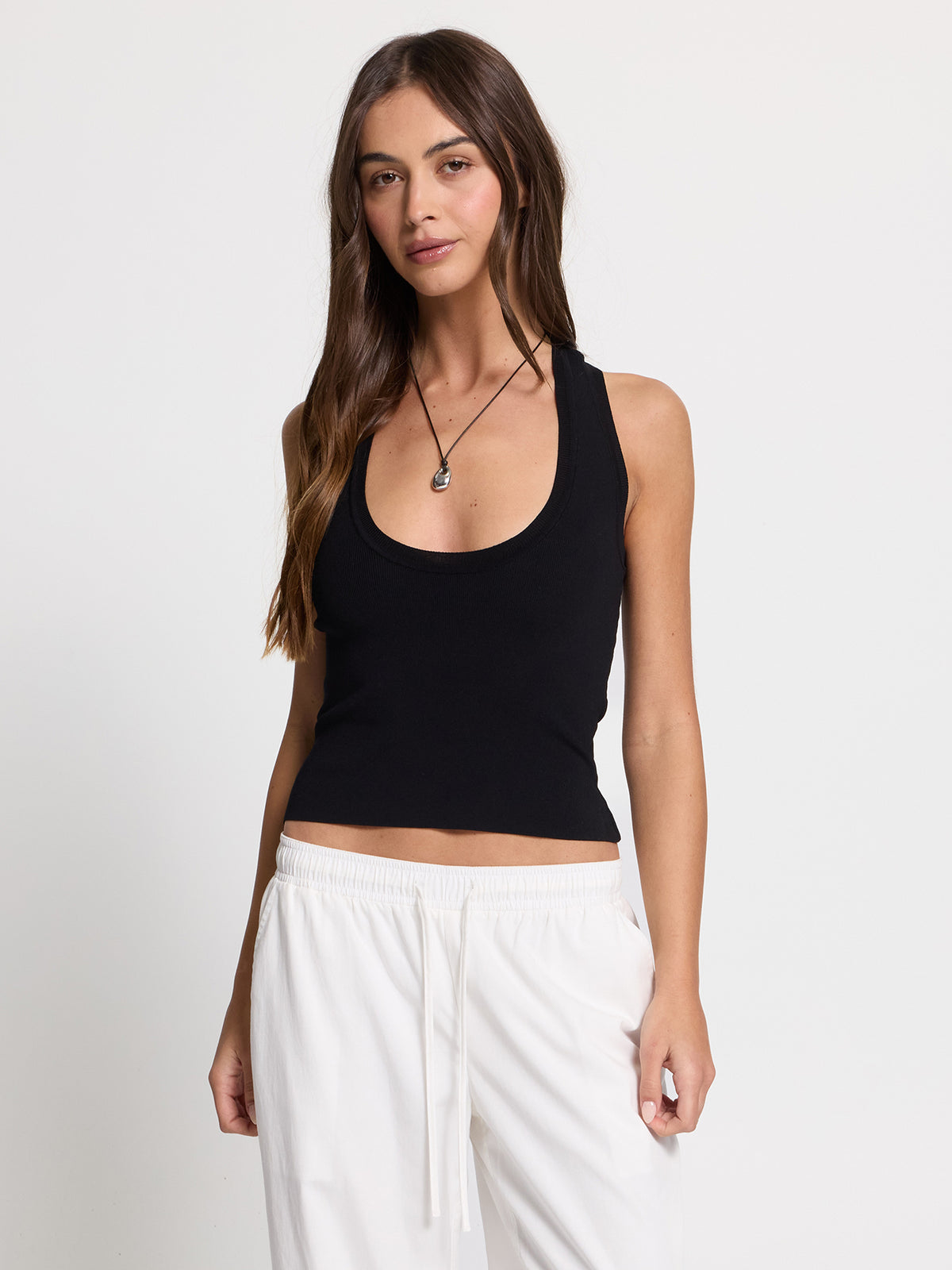 Astra V Neck Tank - Black
