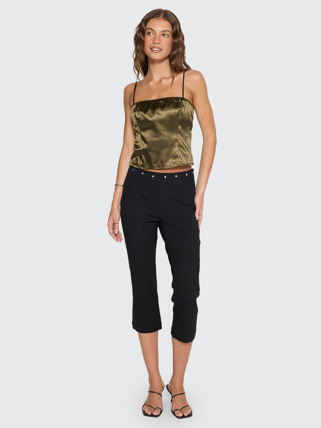 New Romance Top - Olive Green Polka Dot 4