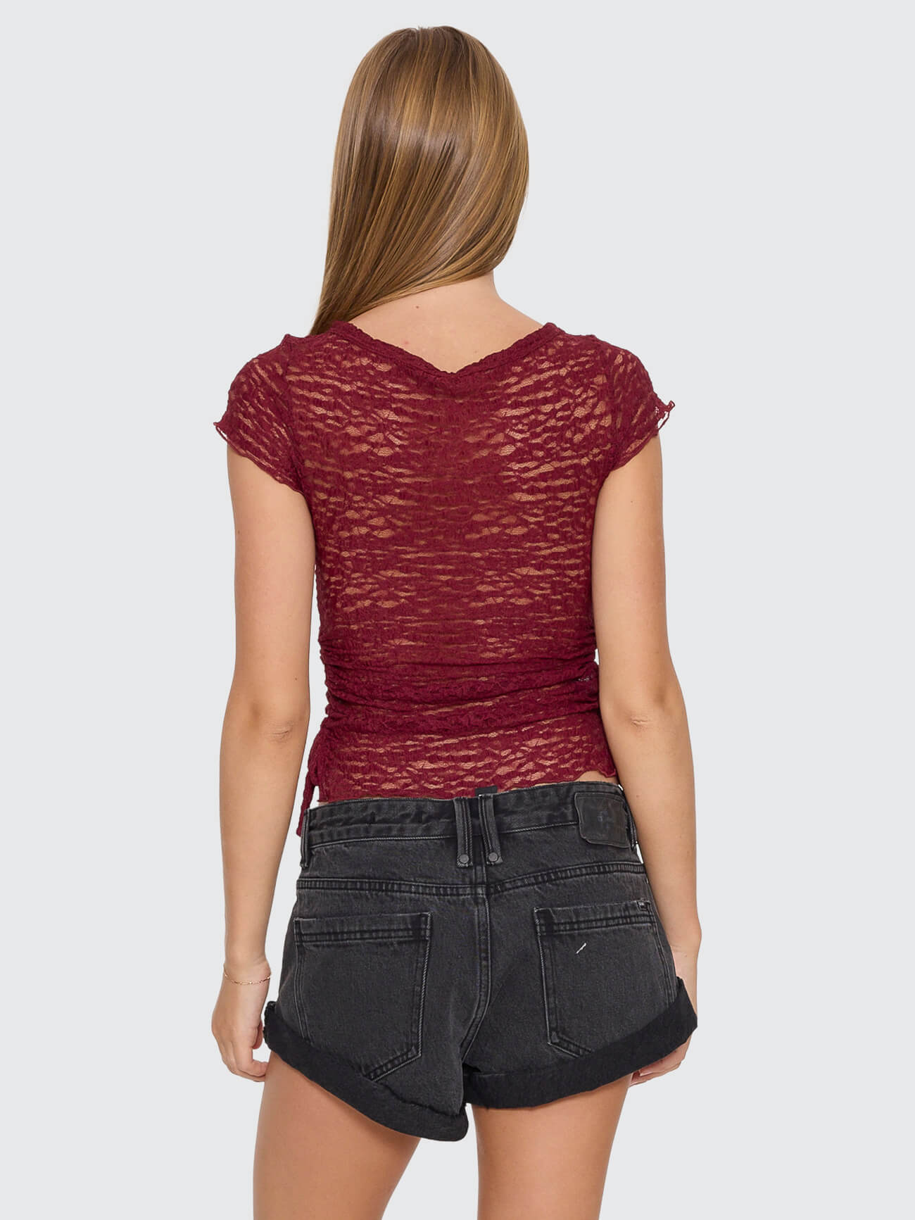Eternal Lace Boat Neck Tee - Pomegranate 4