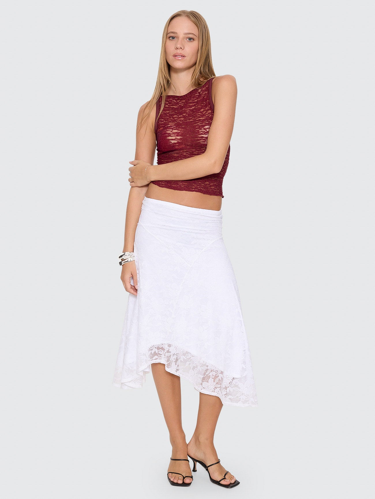 Eternal Lace High Neck Tank - Pomegranate 4
