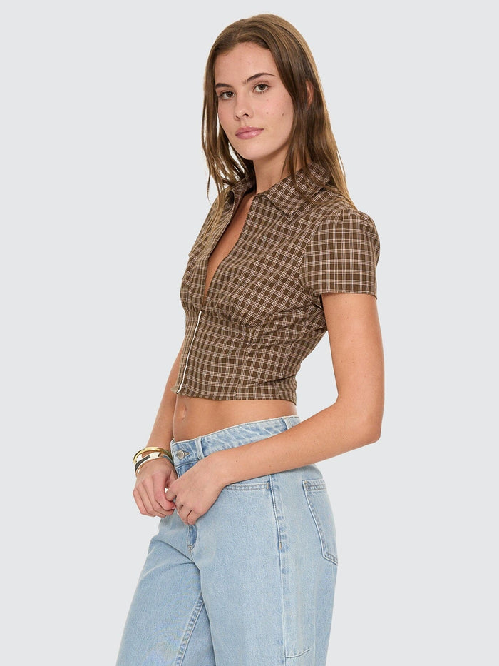 State Of Mind Check Short Sleeve Shirt - Postal Brown